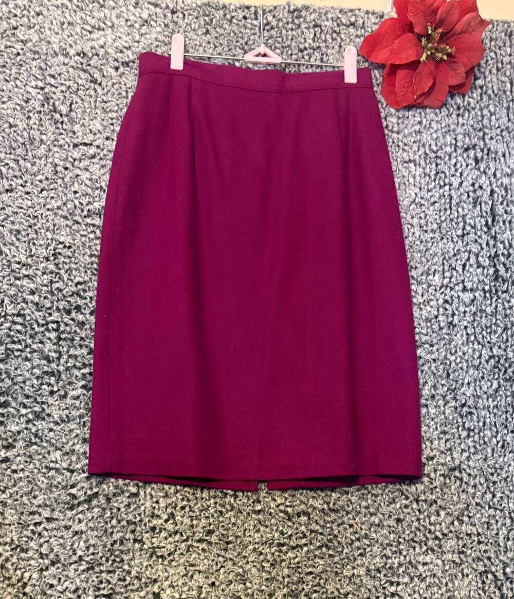 Vintage Claude Magenta Wool Blend Pencil Skirt